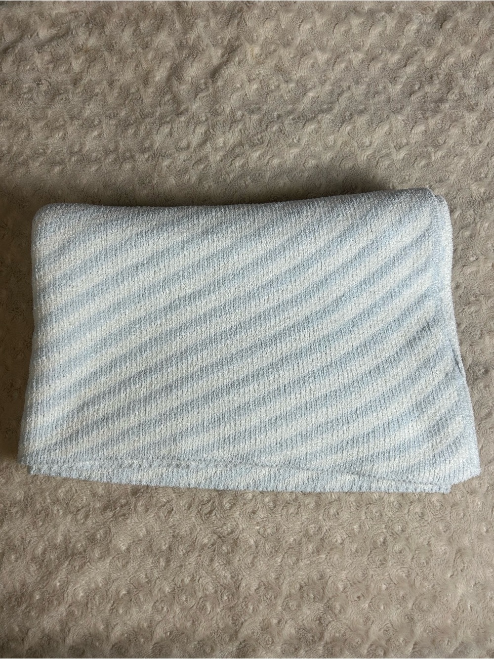 Celebrity Baby Blue White Stripes Blanket Soft Sweater Knit Lovey